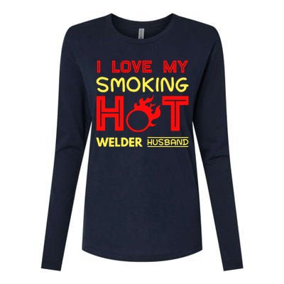 I Love My Smoking Hot Welder Husband Womens Cotton Relaxed Long Sleeve T-Shirt