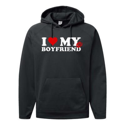 I Love My Boyfriend Sweatpants On Butt Love My Sweatpants Performance Fleece Hoodie