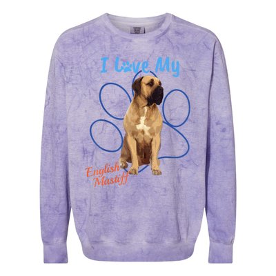 I Love My English Mastiff Best Dog Lover Paw Funny Gift! Colorblast Crewneck Sweatshirt