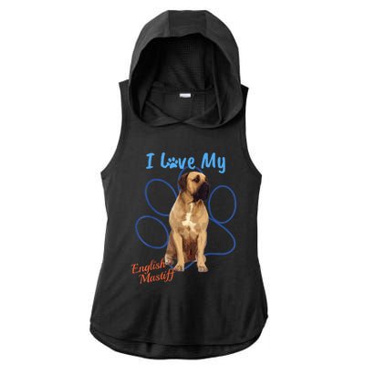 I Love My English Mastiff Best Dog Lover Paw Funny Gift! Ladies PosiCharge Tri-Blend Wicking Draft Hoodie Tank