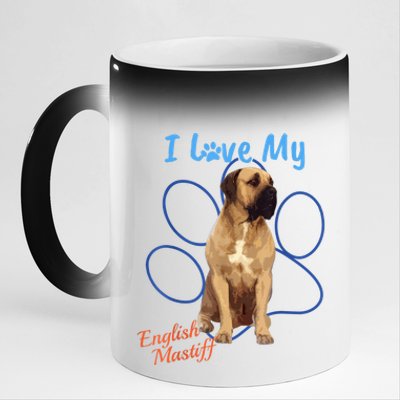 I Love My English Mastiff Best Dog Lover Paw Funny Gift! 11oz Black Color Changing Mug