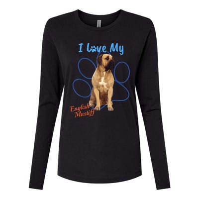 I Love My English Mastiff Best Dog Lover Paw Funny Gift! Womens Cotton Relaxed Long Sleeve T-Shirt