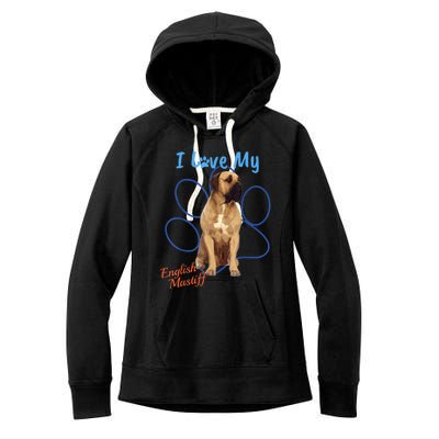 I Love My English Mastiff Best Dog Lover Paw Funny Gift! Women's Fleece Hoodie