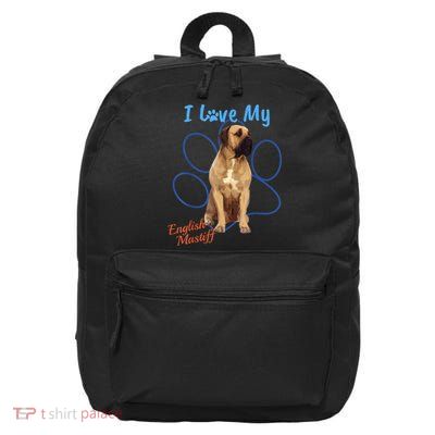 I Love My English Mastiff Best Dog Lover Paw Funny Gift! 16 in Basic Backpack
