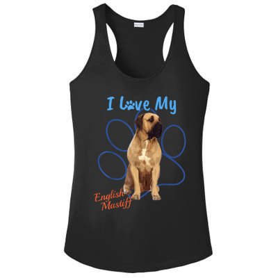 I Love My English Mastiff Best Dog Lover Paw Funny Gift! Ladies PosiCharge Competitor Racerback Tank