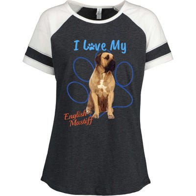 I Love My English Mastiff Best Dog Lover Paw Funny Gift! Enza Ladies Jersey Colorblock Tee