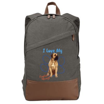 I Love My English Mastiff Best Dog Lover Paw Funny Gift! Cotton Canvas Backpack