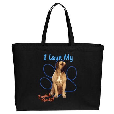 I Love My English Mastiff Best Dog Lover Paw Funny Gift! Cotton Canvas Jumbo Tote