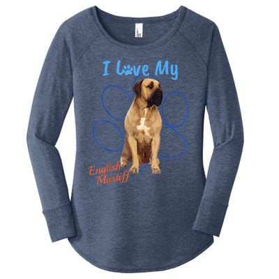 I Love My English Mastiff Best Dog Lover Paw Funny Gift! Women's Perfect Tri Tunic Long Sleeve Shirt