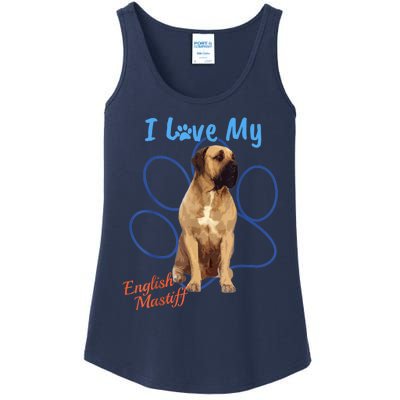 I Love My English Mastiff Best Dog Lover Paw Funny Gift! Ladies Essential Tank