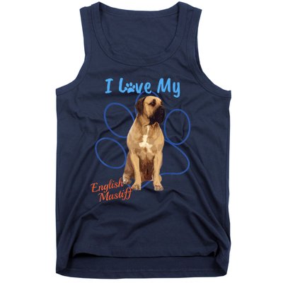 I Love My English Mastiff Best Dog Lover Paw Funny Gift! Tank Top