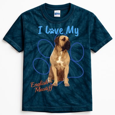 I Love My English Mastiff Best Dog Lover Paw Funny Gift! Kids Tie-Dye T-Shirt