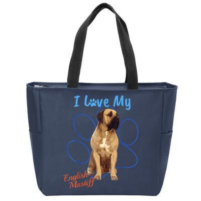 I Love My English Mastiff Best Dog Lover Paw Funny Gift! Zip Tote Bag