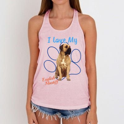 I Love My English Mastiff Best Dog Lover Paw Funny Gift! Women's Knotted Racerback Tank