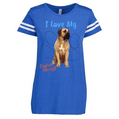 I Love My English Mastiff Best Dog Lover Paw Funny Gift! Enza Ladies Jersey Football T-Shirt