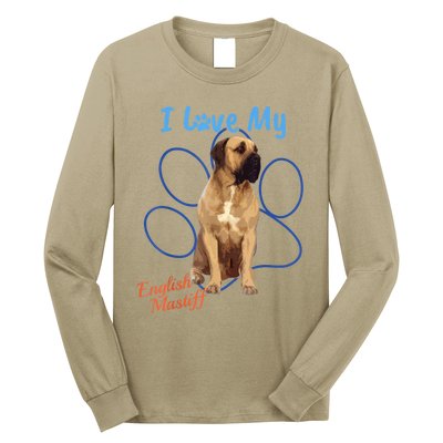 I Love My English Mastiff Best Dog Lover Paw Funny Gift! Long Sleeve Shirt