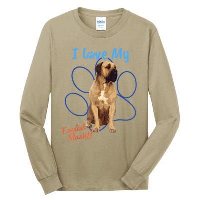 I Love My English Mastiff Best Dog Lover Paw Funny Gift! Tall Long Sleeve T-Shirt