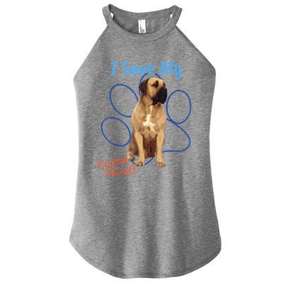 I Love My English Mastiff Best Dog Lover Paw Funny Gift! Women's Perfect Tri Rocker Tank