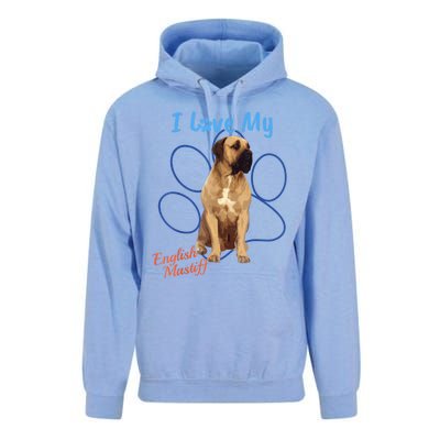 I Love My English Mastiff Best Dog Lover Paw Funny Gift! Unisex Surf Hoodie