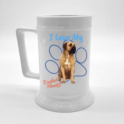 I Love My English Mastiff Best Dog Lover Paw Funny Gift! Beer Stein