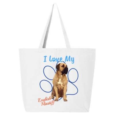 I Love My English Mastiff Best Dog Lover Paw Funny Gift! 25L Jumbo Tote