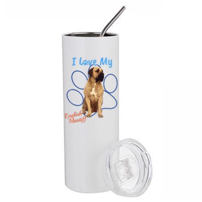 I Love My English Mastiff Best Dog Lover Paw Funny Gift! Stainless Steel Tumbler