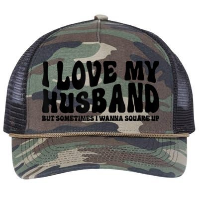 I Love My Husband But Sometimes I Wanna Square Up Funny Wife Retro Rope Trucker Hat Cap