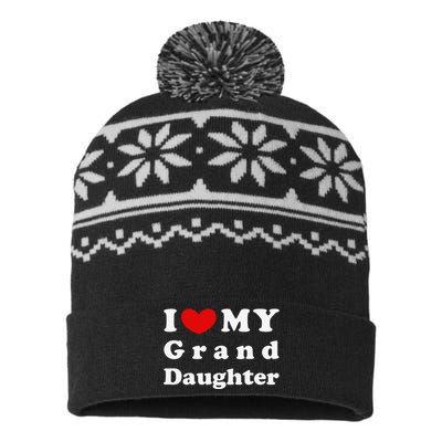 I Love My Granddaughter I Heart My Granddaughter USA-Made Snowflake Beanie