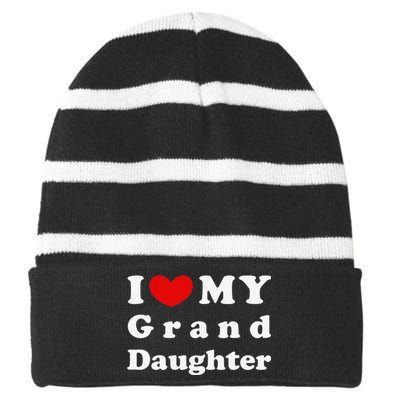 I Love My Granddaughter I Heart My Granddaughter Striped Beanie with Solid Band