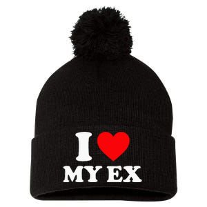 I Love My Ex I Heart My Ex Pom Pom 12in Knit Beanie