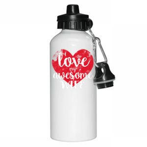 I Love My Awesome Wife Distressed Valentine’s Day Heart Funny Gift Aluminum Water Bottle