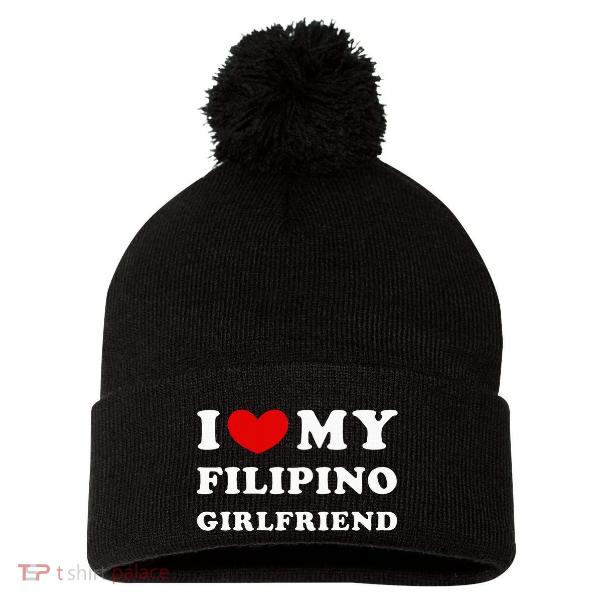 I Love My Filipino Girlfriend Pom Pom 12in Knit Beanie