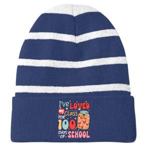 IVe Loved My Class For 100 Days School Teacher Striped Beanie with Solid Band