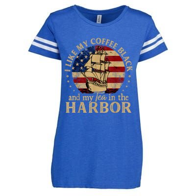 I Like My Coffee Black And My Tea In The Harbor Us History Enza Ladies Jersey Football T-Shirt