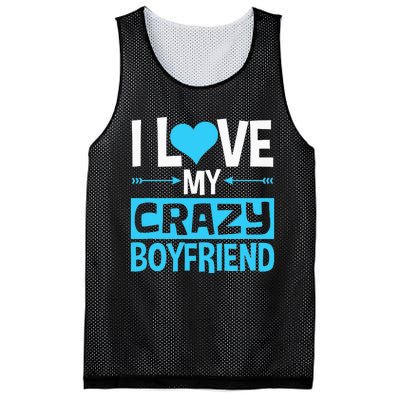 I Love My Crazy Boyfriend Funny Valentine's Day Mesh Reversible Basketball Jersey Tank