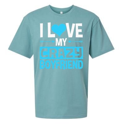 I Love My Crazy Boyfriend Funny Valentine's Day Sueded Cloud Jersey T-Shirt