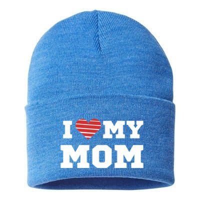 I Love My Mom Gift Sustainable Knit Beanie