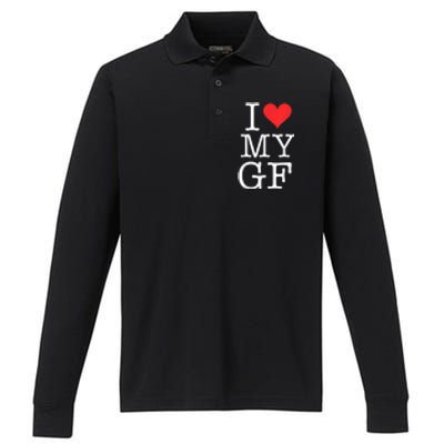 I Love My GF. Valentines Day Performance Long Sleeve Polo