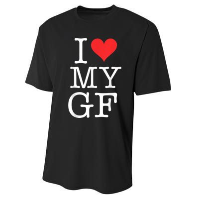 I Love My GF. Valentines Day Performance Sprint T-Shirt