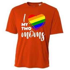 I Love My Two Moms Lesbian Lgbt Pride Funny Gift Cooling Performance Crew T-Shirt