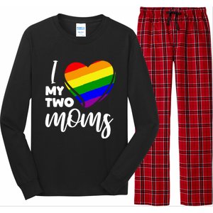 I Love My Two Moms Lesbian Lgbt Pride Funny Gift Long Sleeve Pajama Set