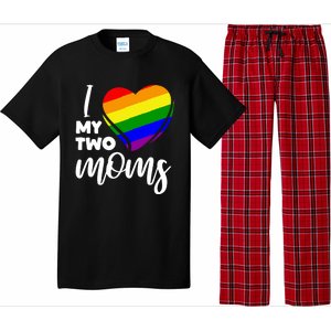 I Love My Two Moms Lesbian Lgbt Pride Funny Gift Pajama Set