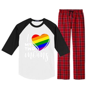 I Love My Two Moms Lesbian Lgbt Pride Funny Gift Raglan Sleeve Pajama Set