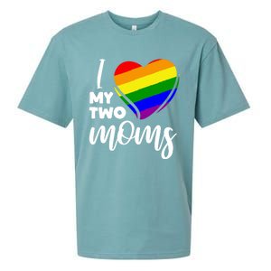 I Love My Two Moms Lesbian Lgbt Pride Funny Gift Sueded Cloud Jersey T-Shirt