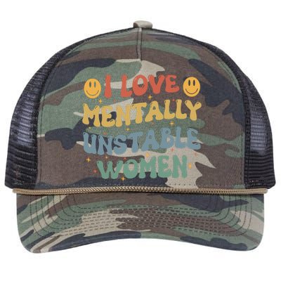 I Love Mentally Unstable Women Funny Ironic Meme Retro Rope Trucker Hat Cap