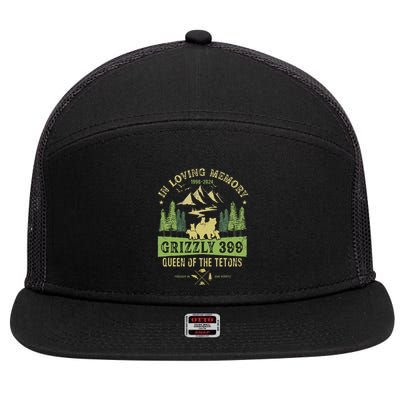 In Loving Memory Grizzly 399 Queen Of Tetons National Park 7 Panel Mesh Trucker Snapback Hat