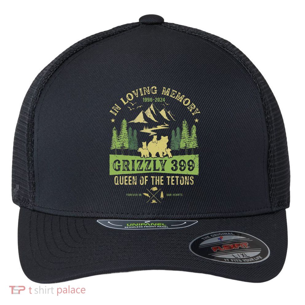 In Loving Memory Grizzly 399 Queen Of Tetons National Park Flexfit Unipanel Trucker Cap