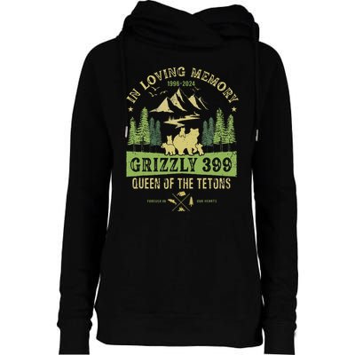 In Loving Memory Grizzly 399 Queen Of Tetons National Park Womens Funnel Neck Pullover Hood