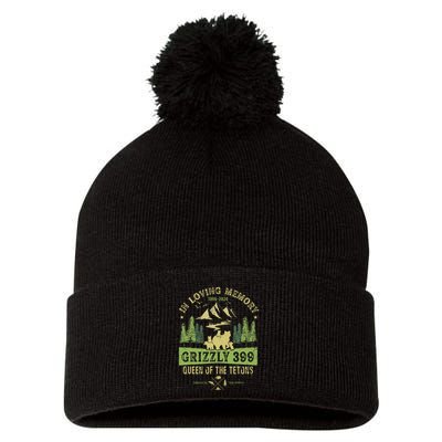 In Loving Memory Grizzly 399 Queen Of Tetons National Park Pom Pom 12in Knit Beanie