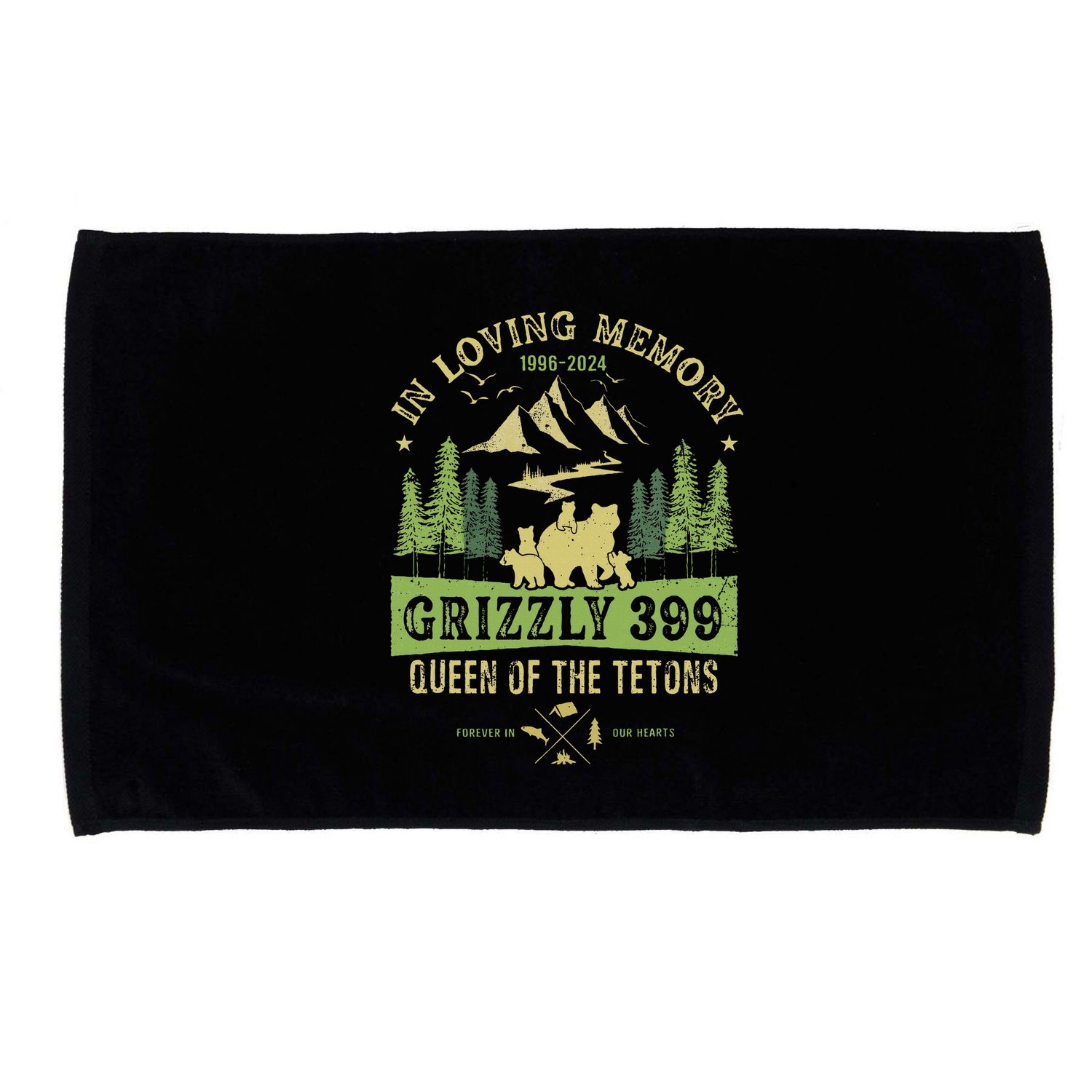 In Loving Memory Grizzly 399 Queen Of Tetons National Park Microfiber Hand Towel